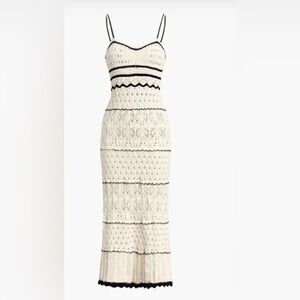 Elegant Black and White Crochet Dress